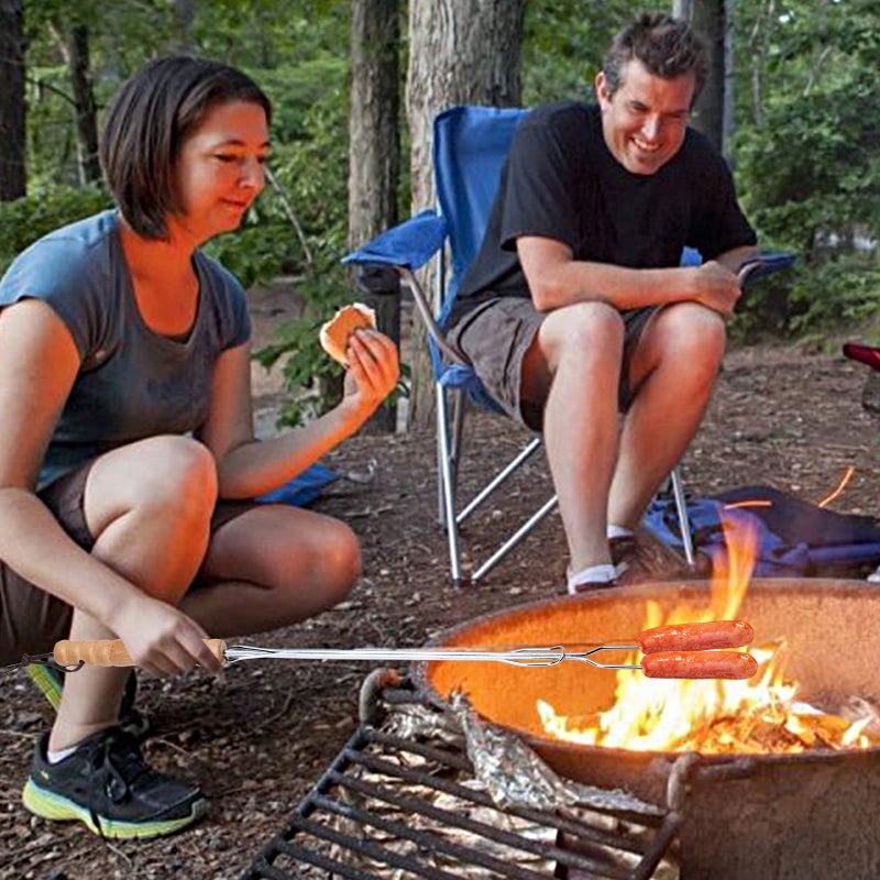 HENGI 6 Pack Marshmallow Sticks for Fire Pit, 30" Extendable Long Smores Sticks, Hot Dog Sticks for Campfire, Telescoping Heavy Duty Campfire Forks Roasting Sticks for Fire Pit with Carry Pocket - Image 2